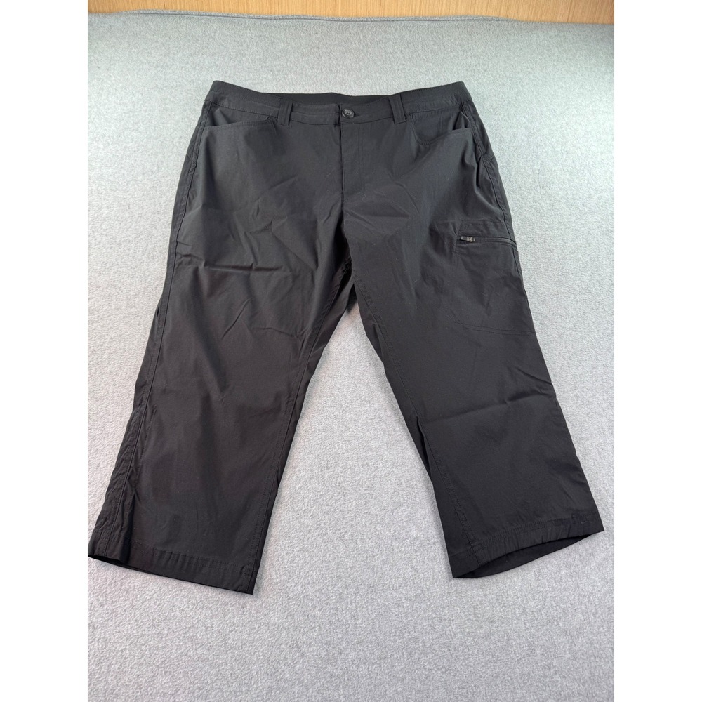 Eddie Bauer Black Outdoor Hiking Crop Pants Womens 14 Zipper Pocket Stretch